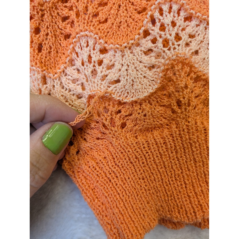 Knit Mix Sweater Vest Women's S Orange Chevron Cropped Boho - Picture 4 of 10